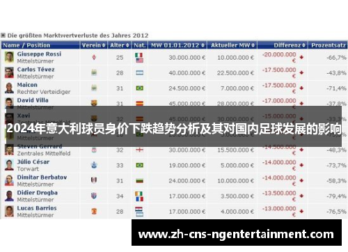 2024年意大利球员身价下跌趋势分析及其对国内足球发展的影响