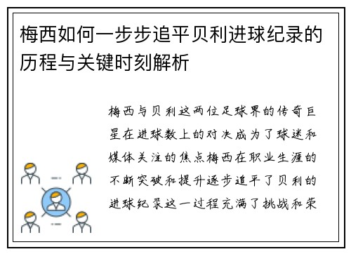 梅西如何一步步追平贝利进球纪录的历程与关键时刻解析